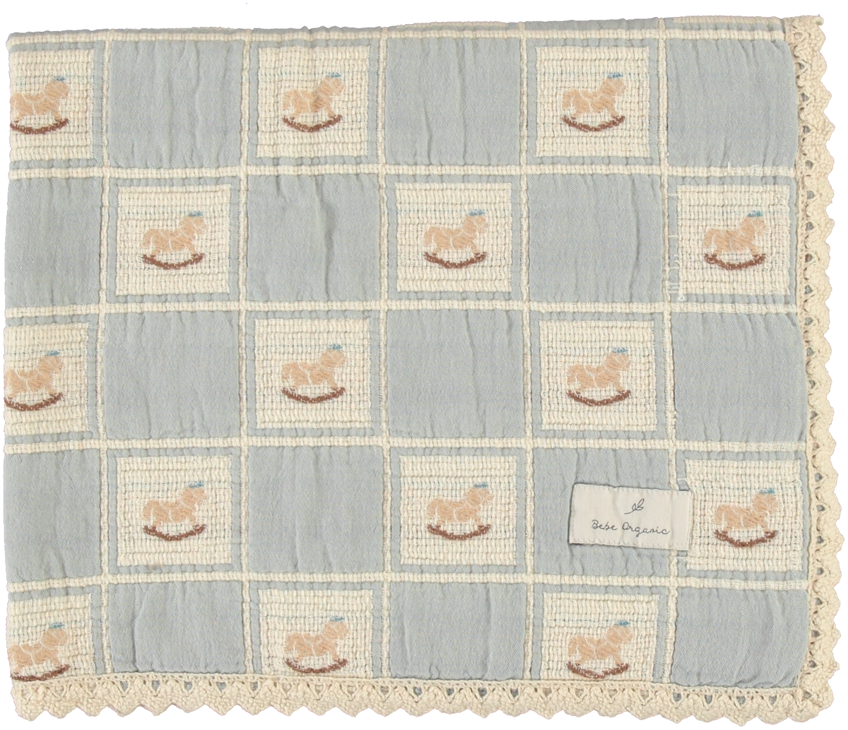 Bebe Organic Blue Rocking Horse Patchwork Blanket – A Perfect Present