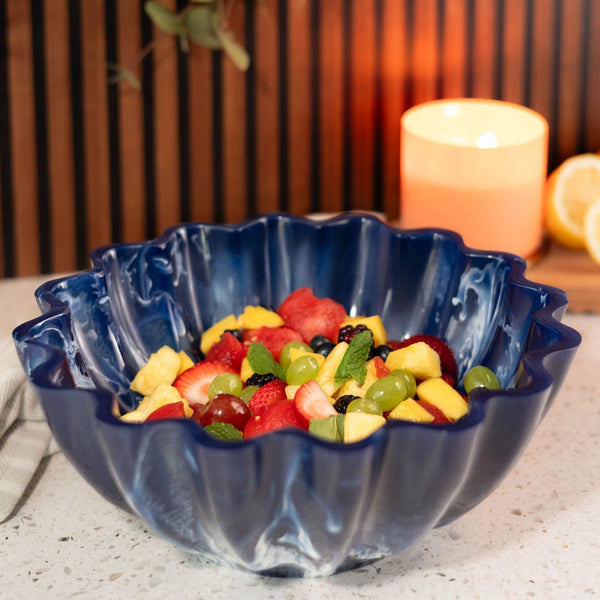Resin Collection Scalloped Bowl- Navy