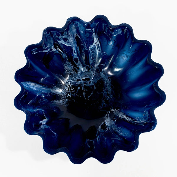 Resin Collection Scalloped Bowl- Navy
