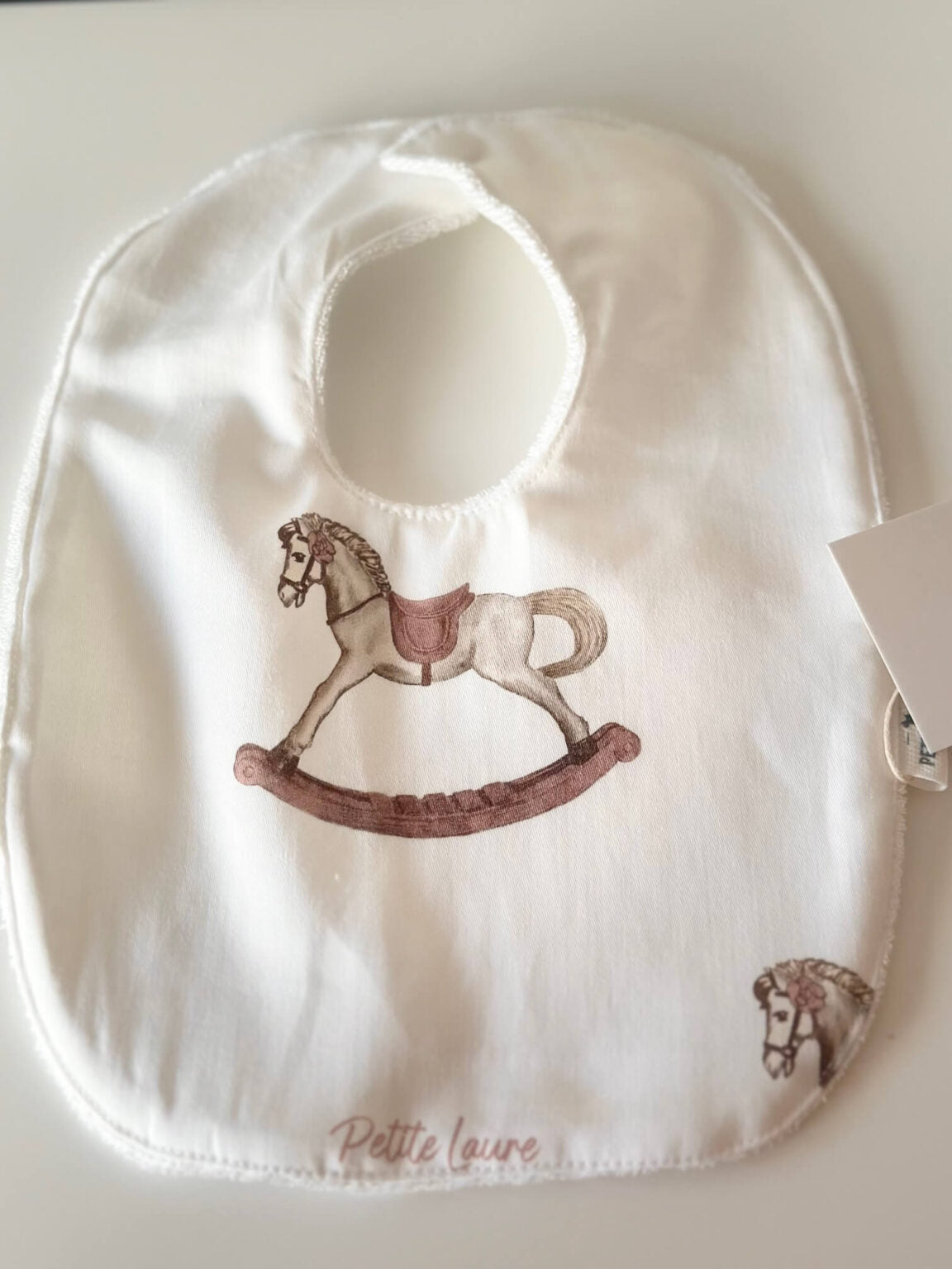 Petite Laure Pink Rocking Horse Bib