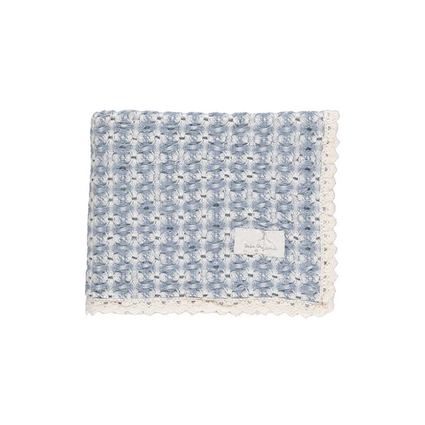 Bebe Organic Sky Blue Retro Crochet Blanket