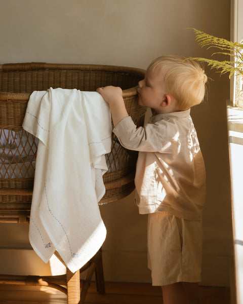 Ferne Baby Embroidered Swaddle - Rocking horse