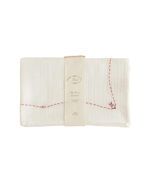 Ferne Baby Embroidered Swaddle - Folk Bunny