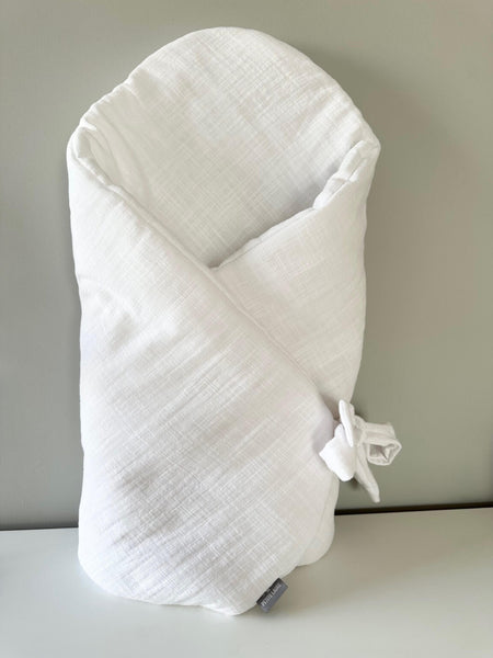 Petite Laure White Linen Look Baby Wrap