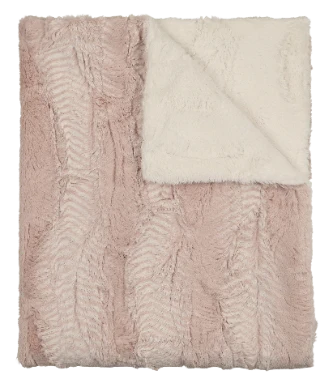 Peluche Feather Rose & Natural Fur Blanket