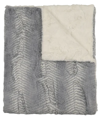 Peluche Feather Powder & Natural Fur Blanket