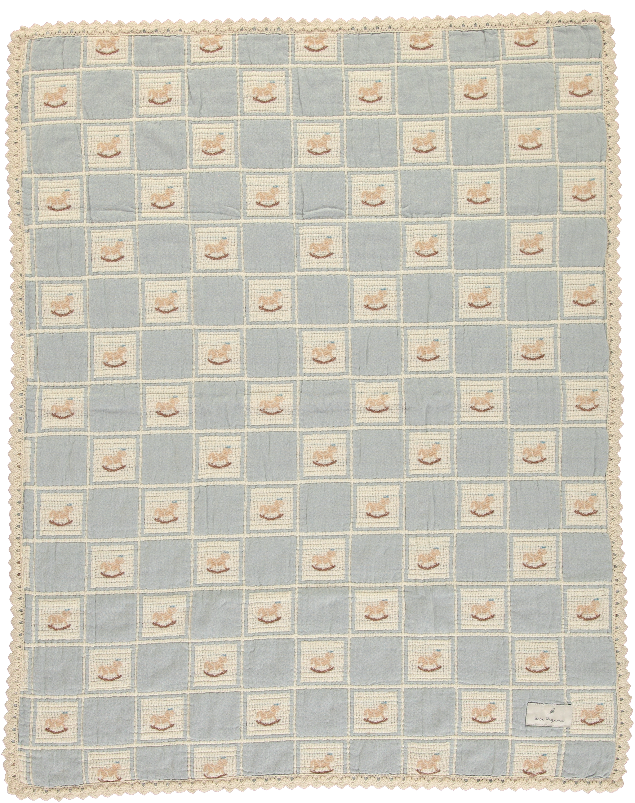 Bebe Organic Blue Rocking Horse Patchwork Blanket – A Perfect Present