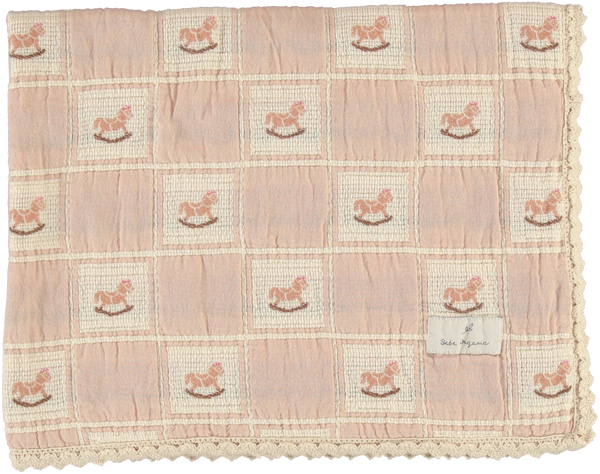Bebe Organic Pink Rocking Horse Patchwork Blanket – A Perfect Present Bebe Organic Pink Rocking Horse Patchwork Blanket – A Perfect Present
