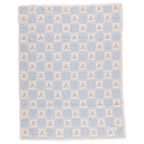 Bebe Organic Blue Teddy Patchwork Blanket