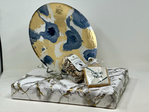 Blue and Gold Serving Plate