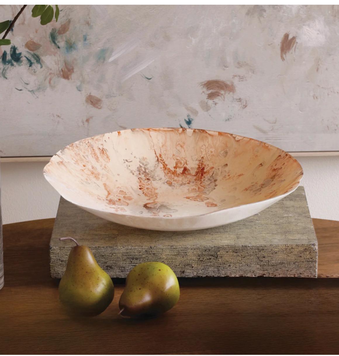 Large Glass Peach Bowl