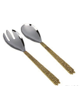 Servers with Gold Squares Design Handles