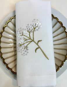 Blossom Embroidered Linen Like Napkin