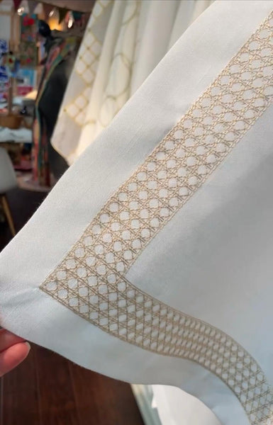 Cane Stitch Linen Look Tablecloth