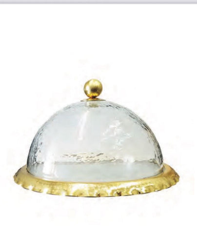Cake Dome Plate with Gold Border