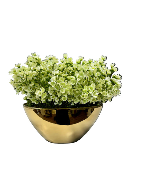 White Bud Floral in Gold Pot