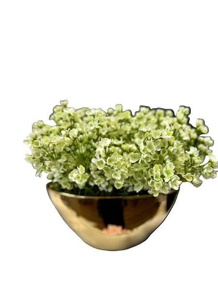 White Bud Floral in Gold Pot