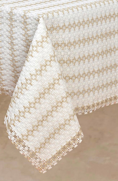 Parlux Manarola White & Gold Lined Tablecloth