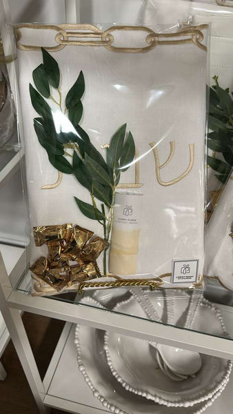 Linen Embroidered Challah Cover Mishloach Manos