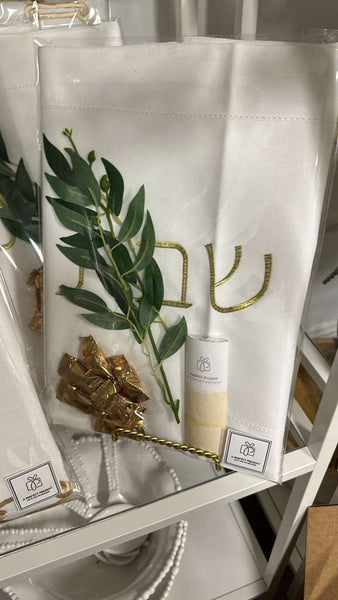 Linen Embroidered Challah Cover Mishloach Manos