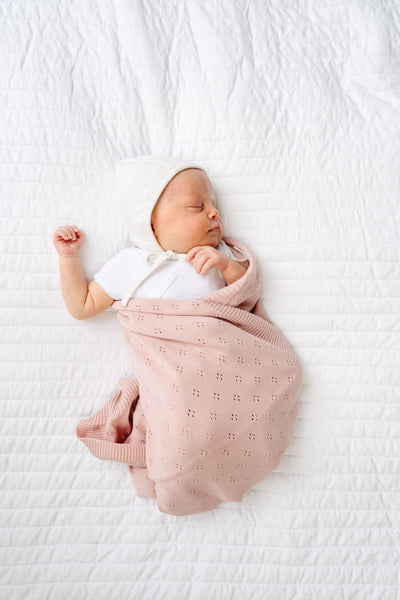 Jacqueline & Jac Pink Pointelle Knit Blanket