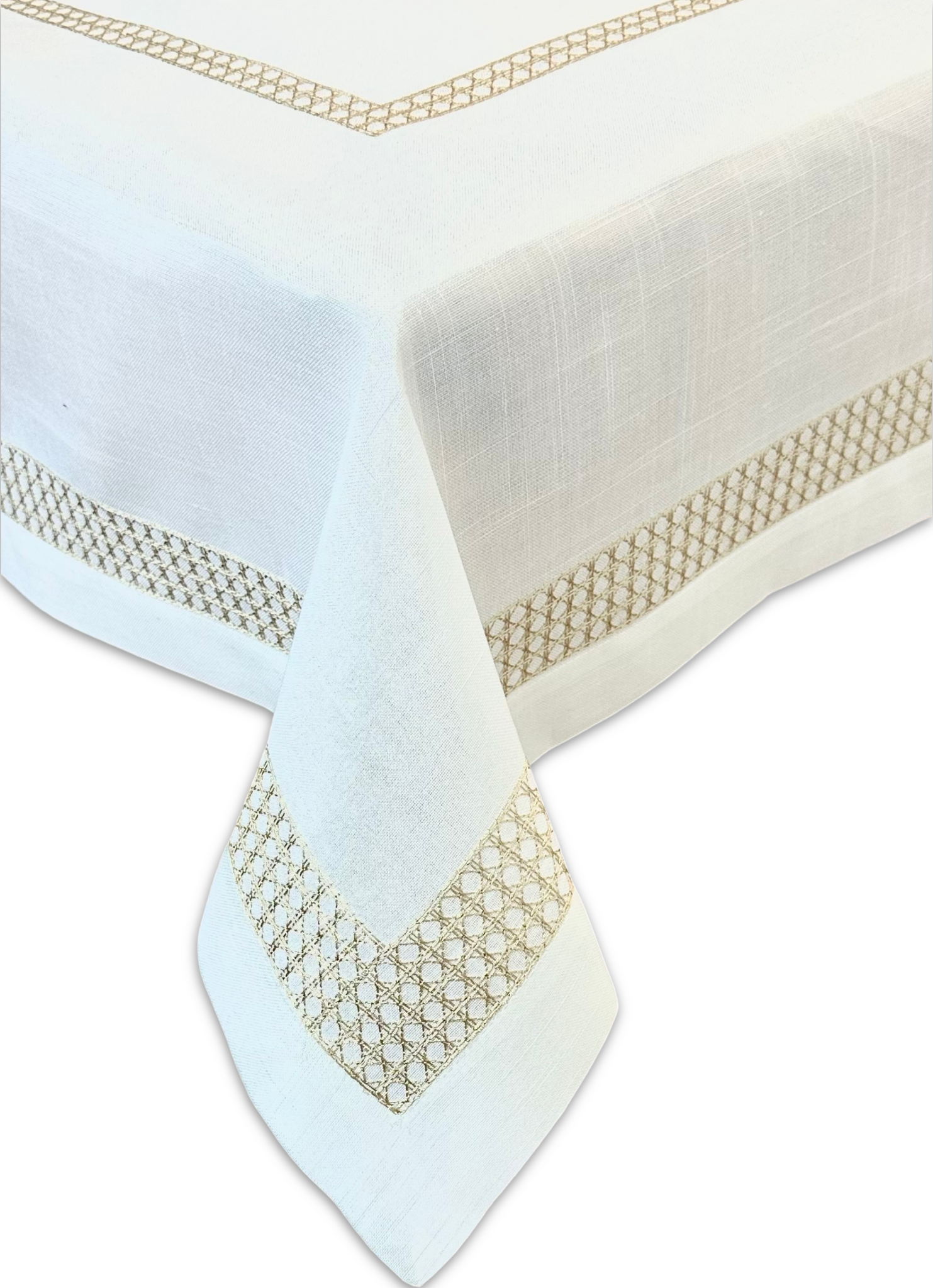 Cane Stitch Linen Look Tablecloth