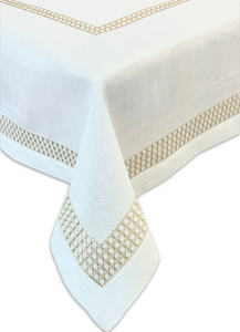 Cane Stitch Linen Look Tablecloth