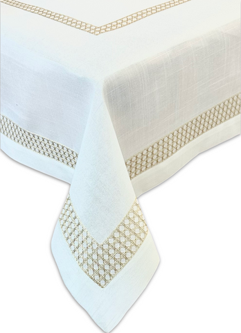 Cane Stitch Linen Look Tablecloth