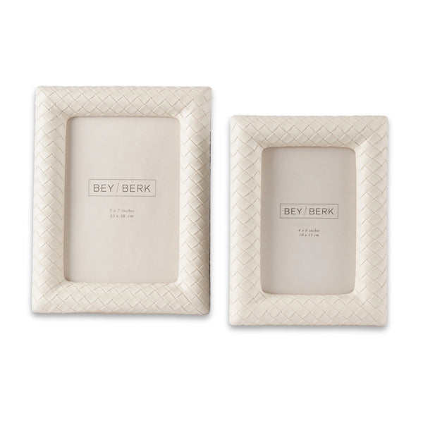 Ivory Woven Leather Picture Frame