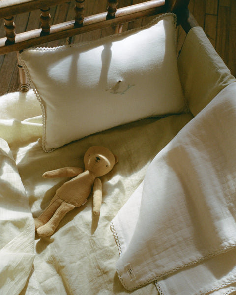 Ferne Baby Voile Birdie Pillow- Ecru