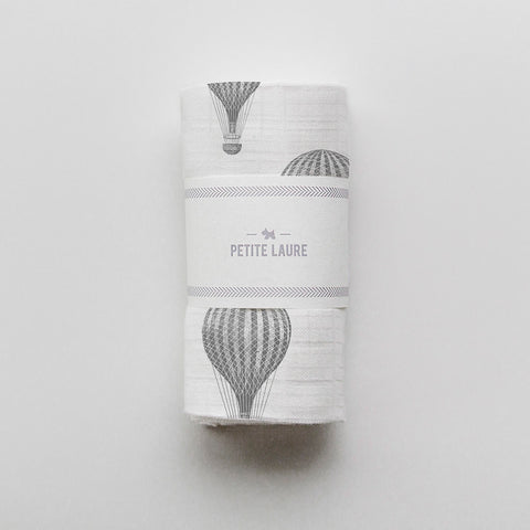 Petite Laure Grey Hot Air Balloons Bamboo Swaddle