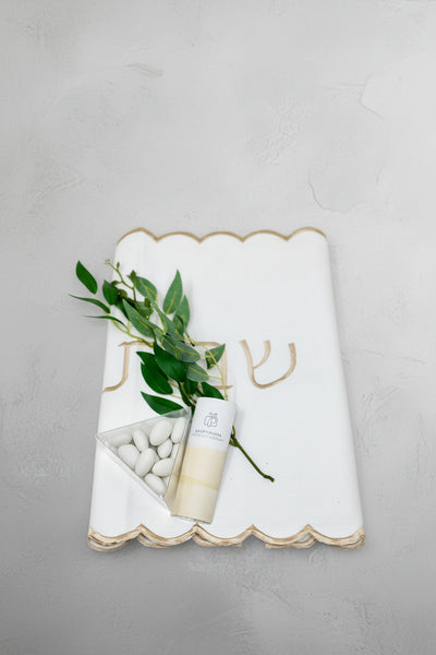 Linen Embroidered Challah Cover Mishloach Manos