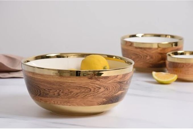 Wood Look Porcelain Large Bowl