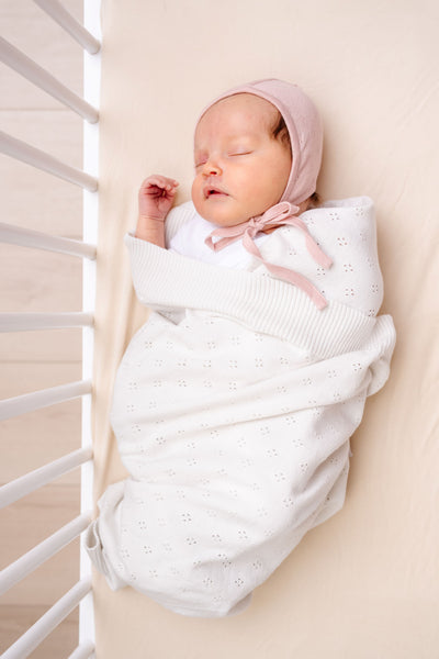 Jacqueline & Jac Natural White Pointelle Knit Blanket