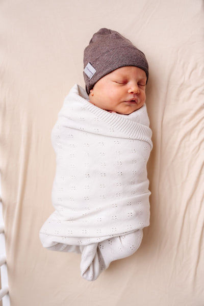 Jacqueline & Jac Natural White Pointelle Knit Blanket