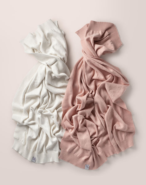 Jacqueline & Jac Pink Pointelle Knit Blanket