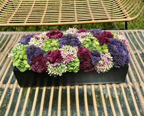 Floral Moss & Sedum Rectangular Pot