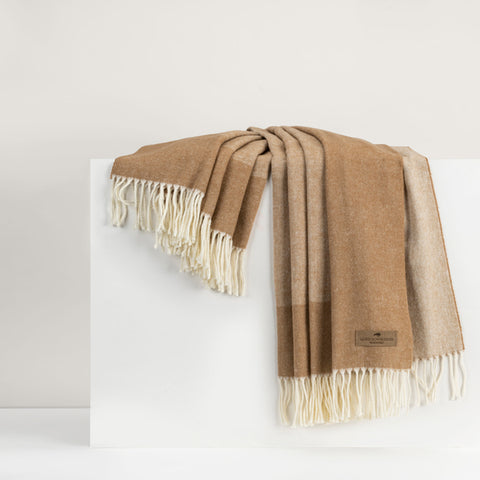 Lands Downunder Caramel Border Herringbone Throw