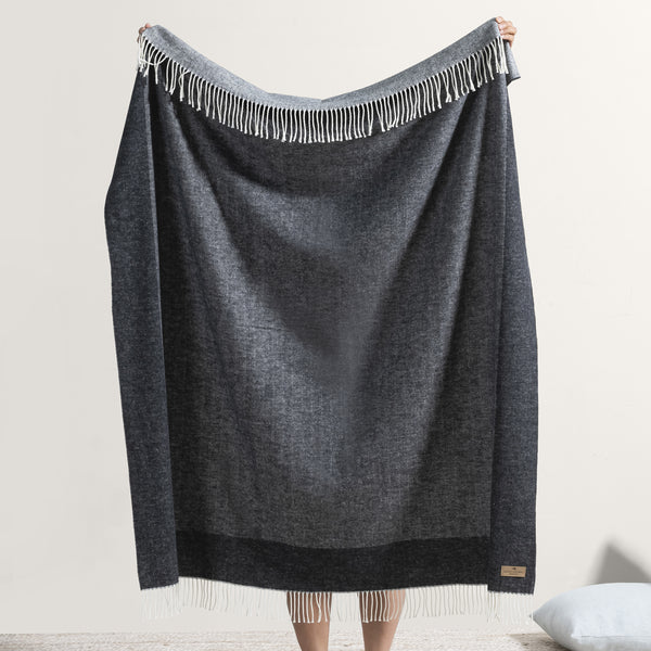 Lands Downunder Graphite Border Herringbone Throw