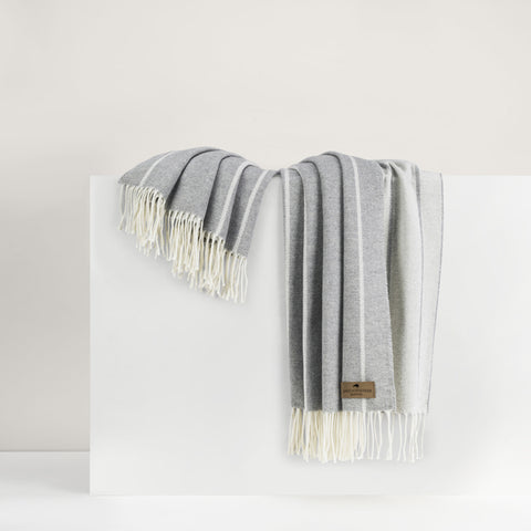Lands Downunder Light Gray Fiji Stripe Throw