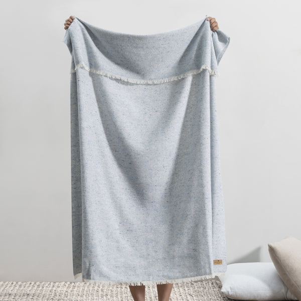 Lands Downunder Crystal Blue Cinder Mist Wool Throw