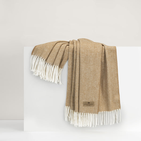 Lands Downunder Caramel Italian Herringbone Throw