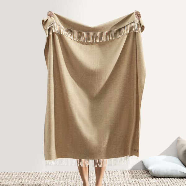 Lands Downunder Caramel Italian Herringbone Throw
