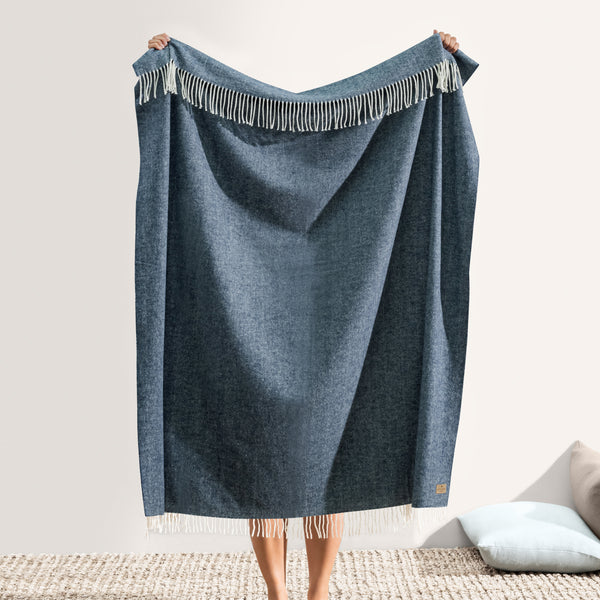 Lands Downunder Navy Italian Herringbone Throw