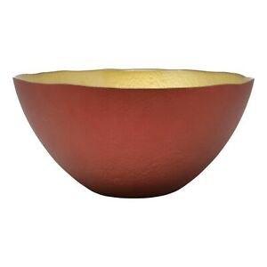 Two-Tone Glass Red & Gold Large Deep Bowl
