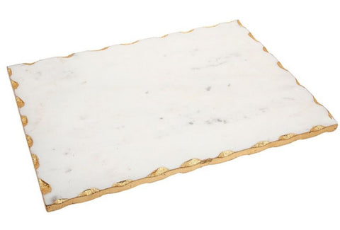 Golden Edge Marble Challah Board