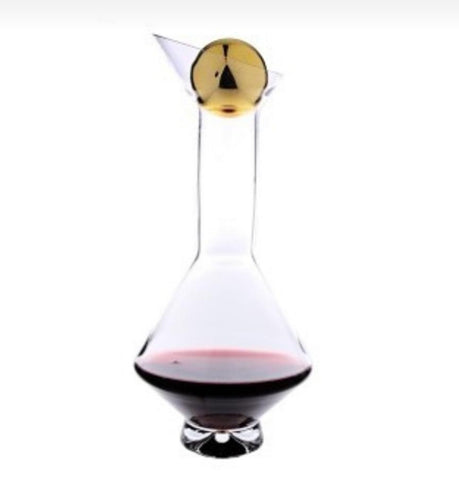 Glass Decanter with Gold Stopper