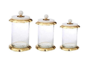 Glass Gold & Marble Canister Set