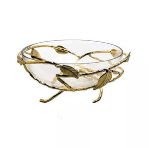 Glass Bowl with Gold Leaf Holder