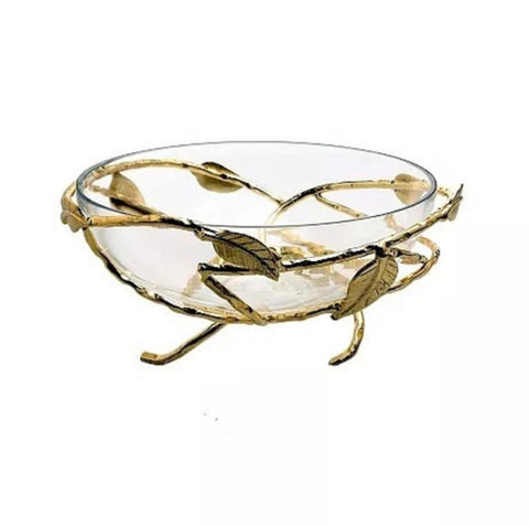 Glass Bowl with Gold Leaf Holder